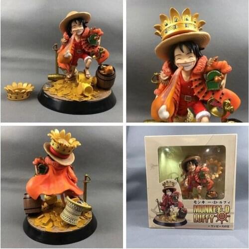 One Piece Straw Hat Pirate Group Captain Treasure Luffy Eating Chicken Legs Boxed Figure Decoration 18cm Anime Figures Model