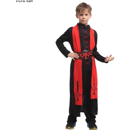 Boys Halloween Priest Costumes Children missionary Pastors Gown Cosplays Carnival Purim Stage play Masquerade Rave party dress