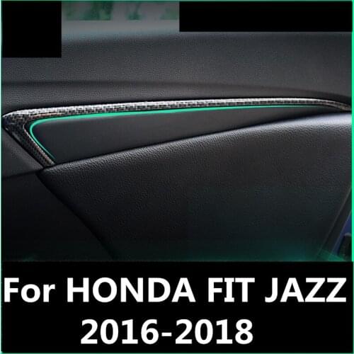 For HONDA FIT JAZZ 2016-2018 4pcs/set Carbon Fiber Inside Window Trims Inside Door Panel Strip Cover Door Inner Edge Sticker