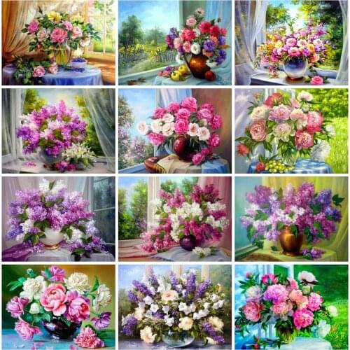 EverShine Diamond Embroidery Flowers Cross Stitch Diamond Mosaic Lilac Rhinestones Art Painting Bead Picture Kits Home Decor