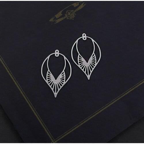 Making Jewelry Findings Small Size Leaf Metal Pendant Laser Cut Geometric Stainless Steel Charm For DIY Necklace Earrings