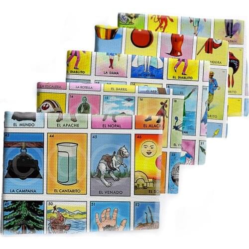 Bullet Strech Fabric Printed Loteria Cartoon Polyester Cotton for DIY Hair Bow Scarf Home Textiles Materials 50*145cm