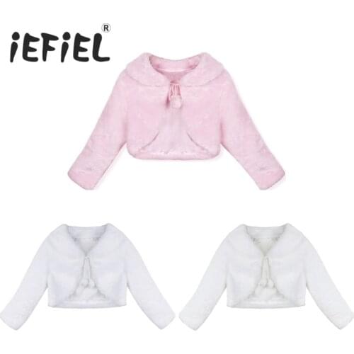 IEFiEL Girls Faux Fur Cape Cloak Flower Girl Dresss Coat Princess Wedding Shawl Cape for Girls Tippet Bolero Kids Jacket Wrap