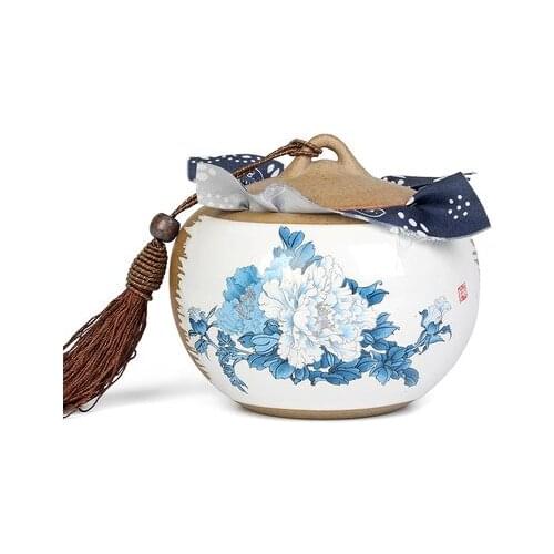 Creative Ceramic Tea Tank Retro Rough Pottery Pu'er Tea Seal Tank Household Large Storage