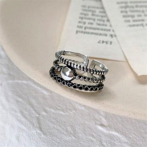 Best Sellers Multi-layer Retro Vintage Ring Womens Black Zircon Open Rings Costume Jewelry Girl Valentines Gifts