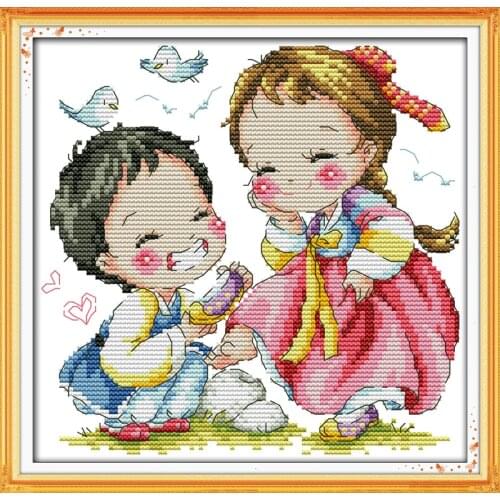 Wearing shoes cross stitch kit cartoon 11ct count print canvas stitches embroidery DIY handmade needlework plus