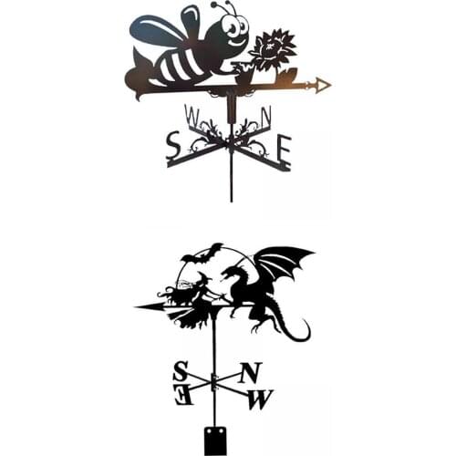 Set of 2 Weather Vane Farm Retro Stylle Weather Vane Wind Direction Indicator, Yard Wind Measuring Tools