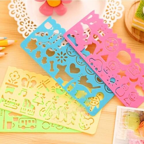 Hot Sale 4pcs/Set Random Color Baby Kids Stationery Ruler School Painting Supplies Drafting Tool Art Drawing Template