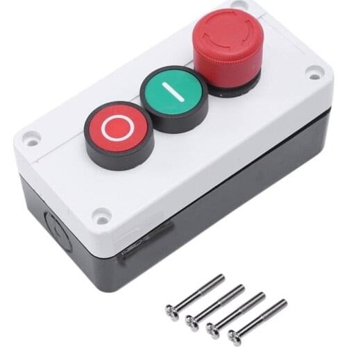 NC Emergency Stop NO Red Green Momentary Push Button Switch Station 600V 10A