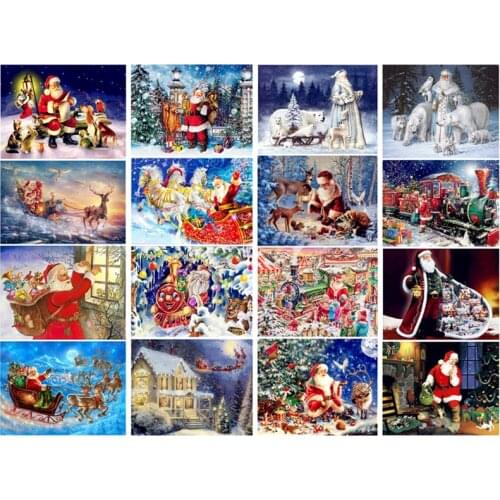 NEW Full Square Rhinestone Cross Stitch Diamond Mosaic 5D DIY Diamond Painting Christmas Santa Claus Embroidery JK