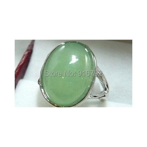 Wholesale P&P *****Green stone oval silver color Ring Size :7 8 9