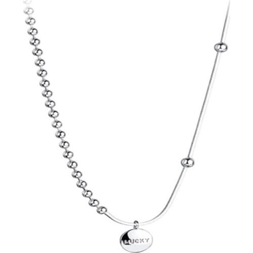 SILVERHOO Genuine Sterling Silver 925 Jewelry Bohemian Beaded Chain Choker Necklace For Women Trendy Lucky Tag Pendant Necklaces