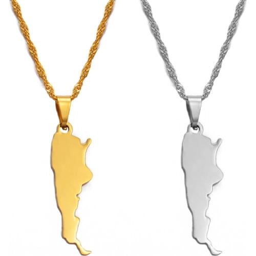 Anniyo Argentina Map Pendant & Necklaces for Women Gold Color Charm Argentine Maps Jewelry Patriotic Gifts #018121