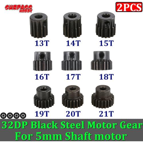 Surpass Hobby 2pcs 32dp Gear Motor Pinion Steel 5mm Shaft Motors Gears 1/8 1/10 Rc Car Brushless Brushed 13T-21T 3660 3674 550