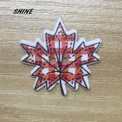 SHINE 50pcs Wooden Sewing Buttons Scrapbooking Fish Mixed Two Holes Costura Botones bottoni botoes 20*19mm