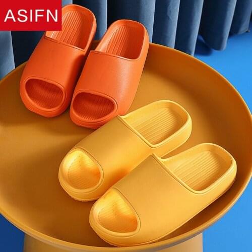 ASIFN Bath Womens Slippers Summer High Heels 4.5CM Thick Soft Sole Slides Ladies Men Indoor Bathroom Shoes Flip Flop Platform