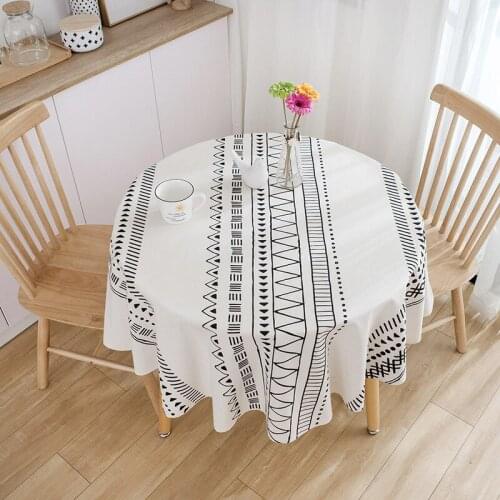 Table Cloth for Round Table Linen Tablecloth with Embroidery Household Items Kitchen Ornament Wedding Table Decoration for Party
