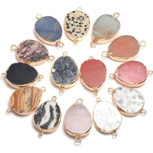 Natural Stone Connectors Crystal Agates Turquoises Howlite Jades Quartzs Pendant Charms for Jewelry Making Necklace Bracelet