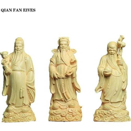 Suit Solid wood Fu Lu Shou statue ，San Fuxing handmade statue ，Modern artwork Home decoration accessories free delivery