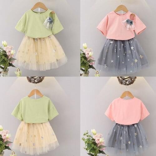 Infant Girls Elegant Princess Top + Tulle Skirt 2PCS Clothes Cartoon Rabbit Shirt Set Summer Toddler Children Clothing Suit