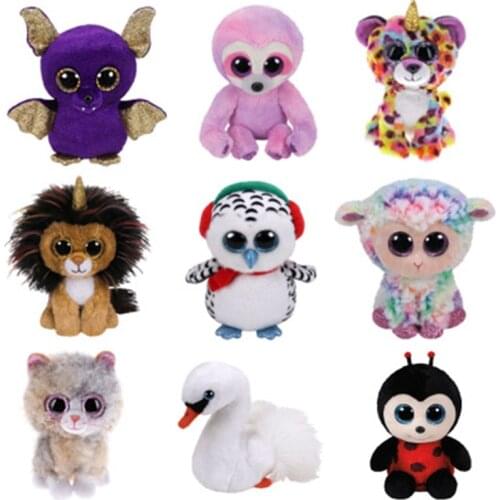 Ty Big Eyes Beanie Unicorn Cat Dog Panda Owl Leopard Swan Platypus Soft Plush Animal Rabbit Doll Toy Child Birthday Gift 15CM