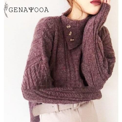 Genayooa Cashmere Turtleneck Women 2020 Korean Style Vintage Sweater Women Chic Pullover Jumper Autumn Winter Knitted Sweater