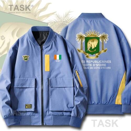 Bomber Military Biker Jacket Army Cote d'Ivoire Ivory Coast CIV Ivorian Ivoirian Zipper Cargo Bomber Jackets Men Windbreaker