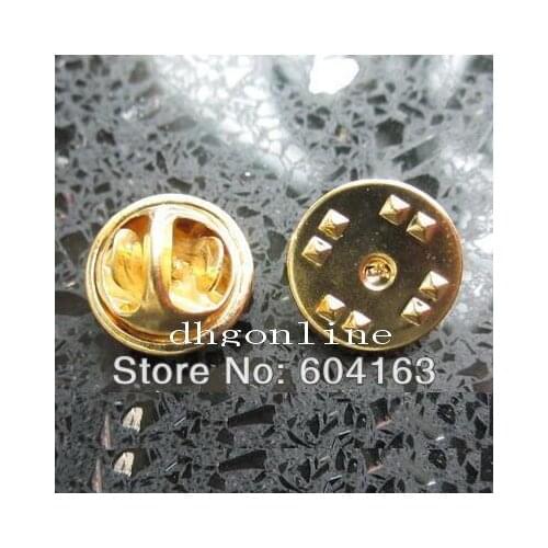 100 PCS TIE Tacks Clip Findings Pad Pin Round Pinch CLUTCH Gold PC2