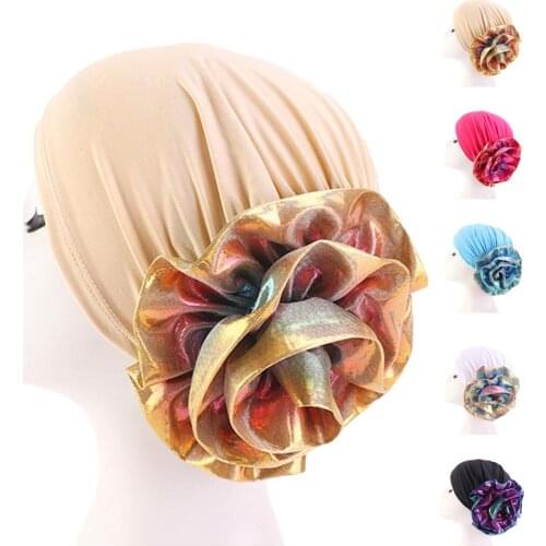 Women Muslim Flower Cancer Chemo Hat Hair Loss Hat Head Wrap Turban Cap Cover Bonnet Arab Headscarf Islamic Beanies Skullies Cap