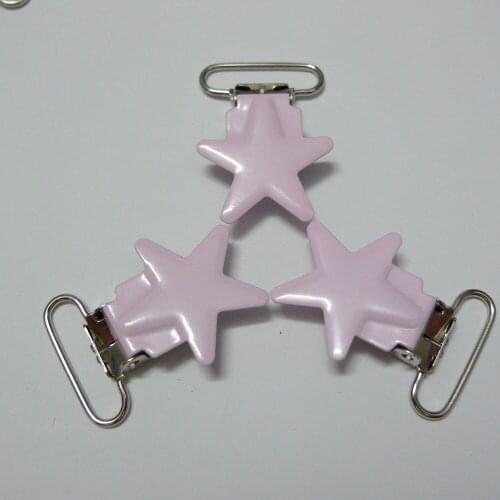 25pcs 1'' 25mm #MD23 Baby Pink Enamel Star Shape Suspender Clips