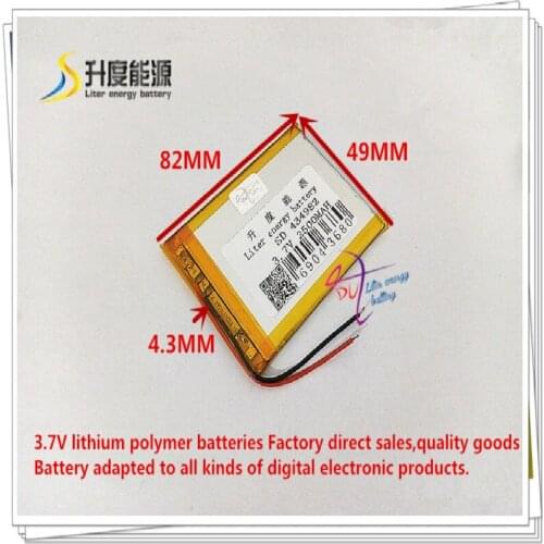 3.7V 2500mAh 434982 Polymer lithium ion / Li-ion battery for tablet pc GPS power bank VR AR DVR MP4
