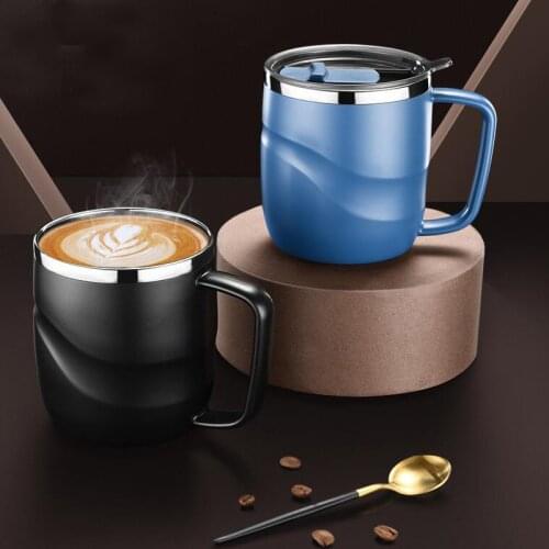 304 Stainless Steel Cup Office Tea Mug 400ML Hot resistant Coffee Mug Insulated Water Cup With Lid