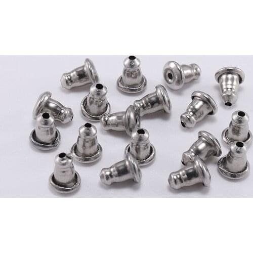 50pcs 4.8*5.8mm Ears Stopper Back Stainless Steel Ear Plugging Round Stopper Ear Plugging For DIY Parts Jewelry Accessories