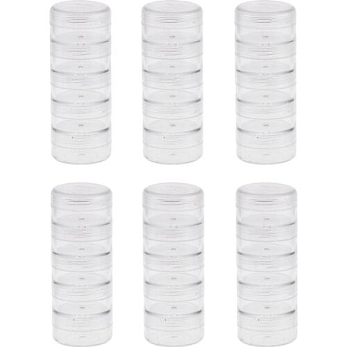 6Set 5 Stackable Clear Jar Small Item Storage Box Screw Jar Nail Arts Containers