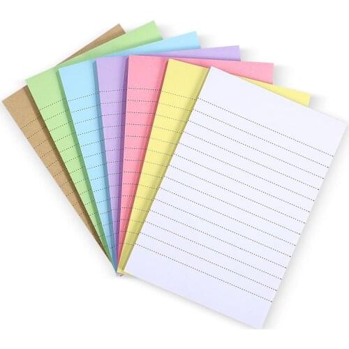 7 Pads Self-stick Note Pads Candy Color Paper Memo Stickers Cross Striped Notepads