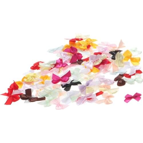 100Pcs Hand Satin Ribbon Bows DIY Craft Supplies Wedding Party Decor Gift Packing Bowknots Sewing Headwear Accessories Appliques