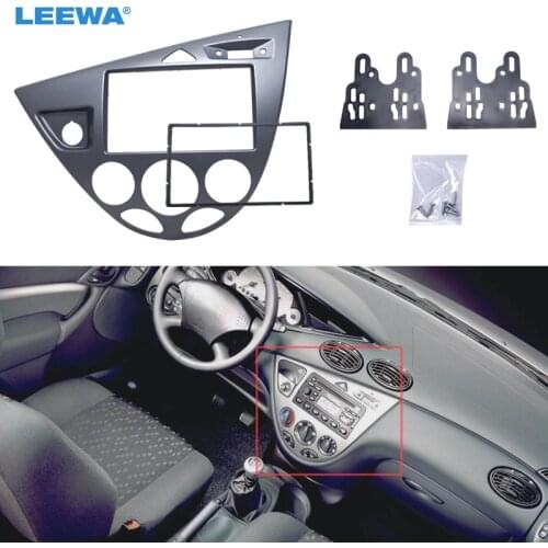 LEEWA Gray Car 2DIN Stereo Panel Fascia Radio Refitting Dash Trim Kit For Ford Focus 98~04(LHD)/Fiesta 95~01(LHD) #CA5054
