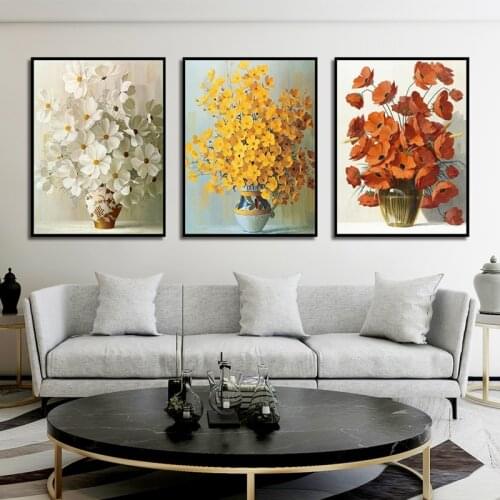 White Red Yellow Abstract Picture Wall Art Canvas Painting Nordic Poster European rural style Living Room Home Decoration