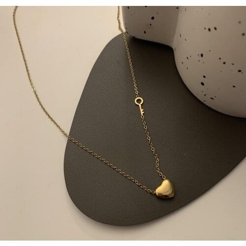2021 New Titanium Steel Love Heart Key Clavicle Chain Necklace for Women Gold Color Fashion Female Choker Charm Necklace