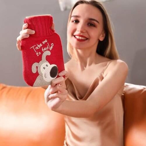 1000ml Knitted Hot Water Bag Cover Cold-proof Washable Removable Hot Water Bottle Cover Hand Warmer Anti-scalding Cover