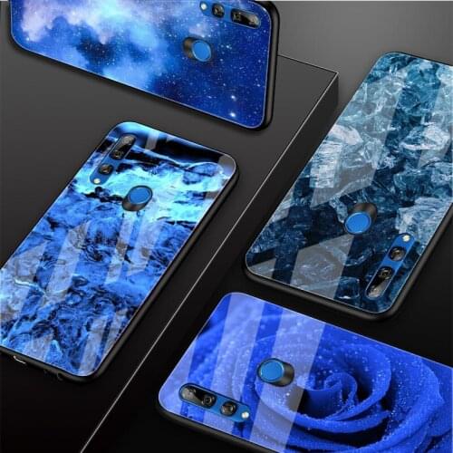 Blue art Tempered Glass Phone Case For Huawei honor 8X 9 10i 20i 20Lite 20Pro 30 Pro Cover Shell