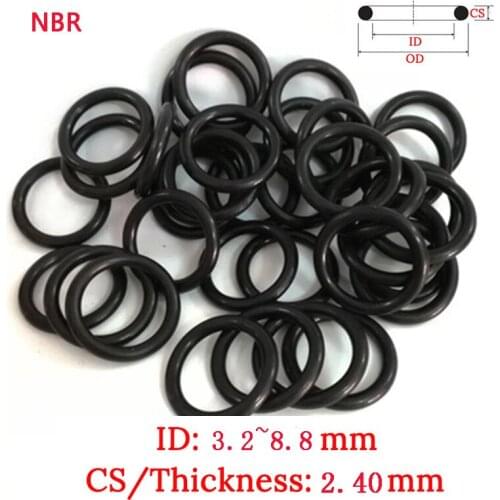 CS 2.40mm ID3.2mm-8.8mm 50pcs Plastic O-Ring set NBR Gasket FluoroRubber oil and water seal gasket Silicone Ring Seal Film