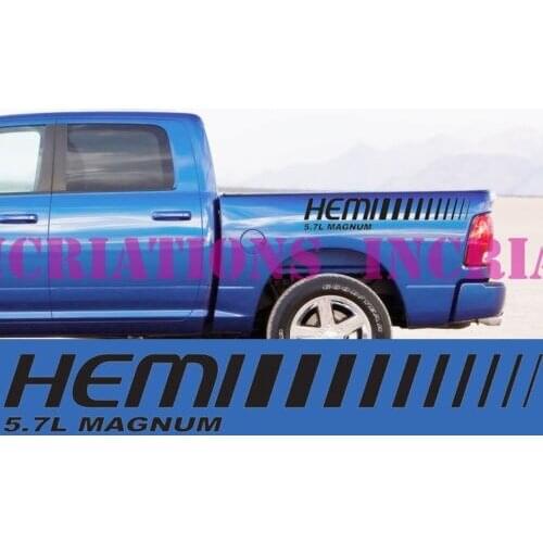 For Universal 1Set/2Pcs 5.7l Side Dodge Mopar Rebel Truck Vinyl Decal Stickers Racing Stripes