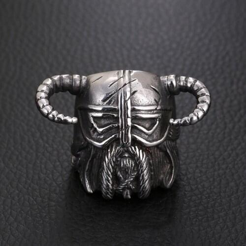 FDLK Unique Vikings Nordic Style Horns Helmet Warrior Ring Mens Vintage Heavy Hip Hop Punk Rings Unique Biker Jewelry