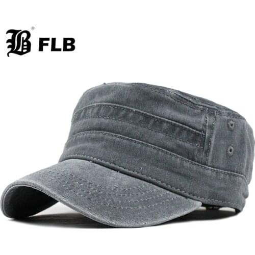 [FLB] New Classic Vintage Flat Top Mens Washed Caps And Hat Adjustable Fitted Thicker Cap Winter Warm Military Hats For Men F314