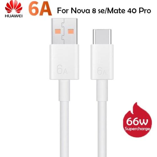 1/1.5/2M Huawei Mate 40 Pro 6A Type C Cable 66W Max Supercharge USB-C Data Line For Nova 7 8 SE P30 P40 Pro Honor 30 V30 Pro 30S