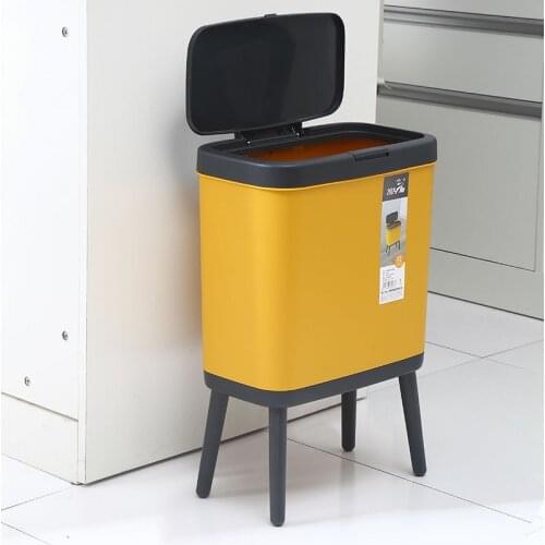 15L Trash Bin High Foot With Lid Creative Dustbin Large Capacity Press Style Kitchen living Office Trash Can