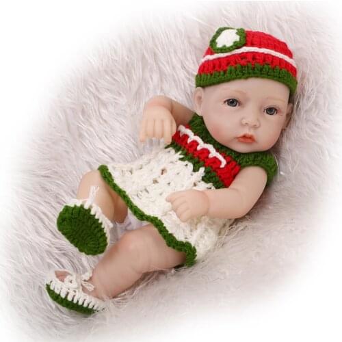 11inch 28cm Reborn Baby Doll Soft Silicone Lifelike Toy Gift for Children Christmas Presents Red Green White Sweater Doll