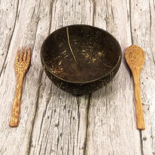 Creative natural coconut shell fruit salad noodle rice bowl wooden bowl tableware restaurant kitchen hot sale