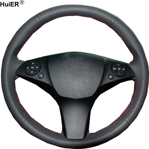 HuiER Hand Sew Car Steering Wheel Cover Microfiber For Mercedes Benz C180 C200 C350 C300 CLS 280 300 350 500 GLK 300 2008-2010